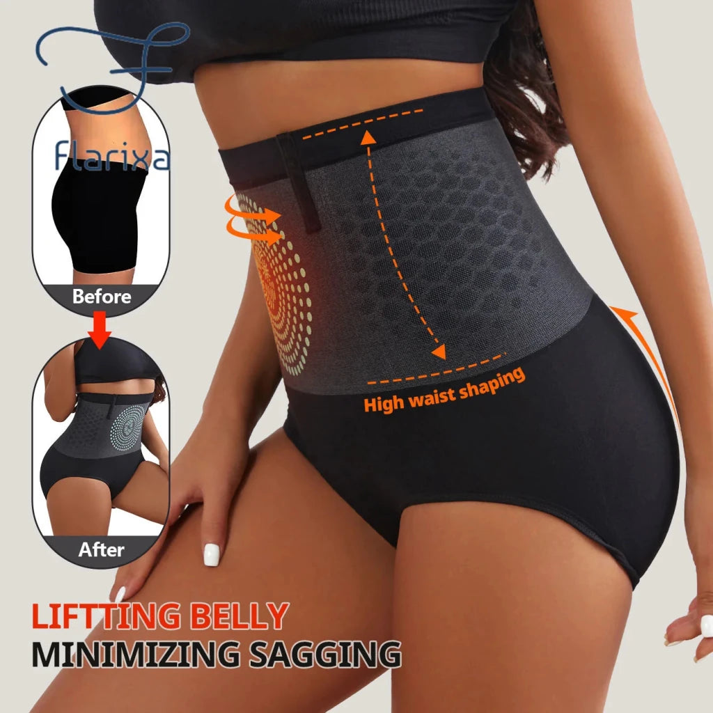 Flarixa 1/2/3Pcs Seamless Women's High Waist Abdomen Control Panties Magnetic Therapy Warm Uterus Underwear Body Shaping Briefs - Apex Therapy