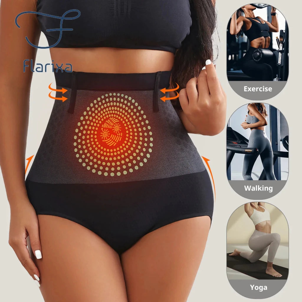 Flarixa 1/2/3Pcs Seamless Women's High Waist Abdomen Control Panties Magnetic Therapy Warm Uterus Underwear Body Shaping Briefs - Apex Therapy