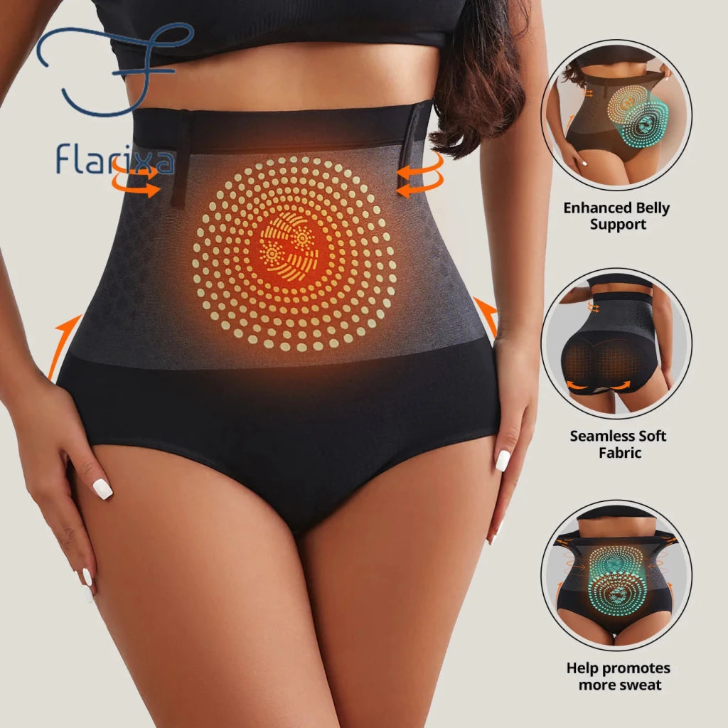 Flarixa 1/2/3Pcs Seamless Women's High Waist Abdomen Control Panties Magnetic Therapy Warm Uterus Underwear Body Shaping Briefs - Apex Therapy