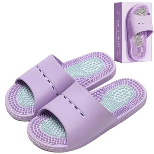 Full-Foot Massage Node Slippers – Light Purple, Women's 8–9 / Men's 6.5–7.5 - Slippers - Apex Therapy