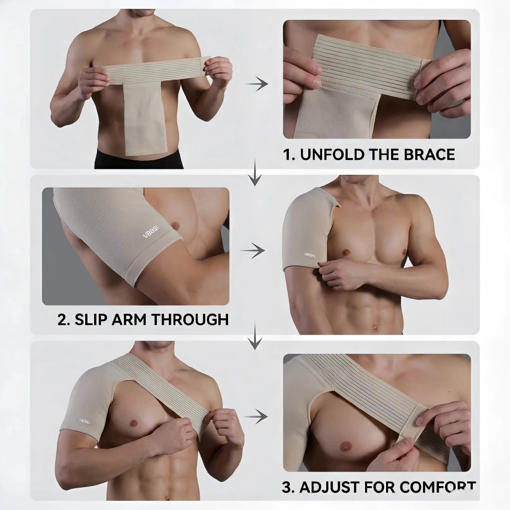 Knitted Shoulder Compression Sleeve – Adjustable Ribbed Strap - Shoulder Support - Apex Therapy