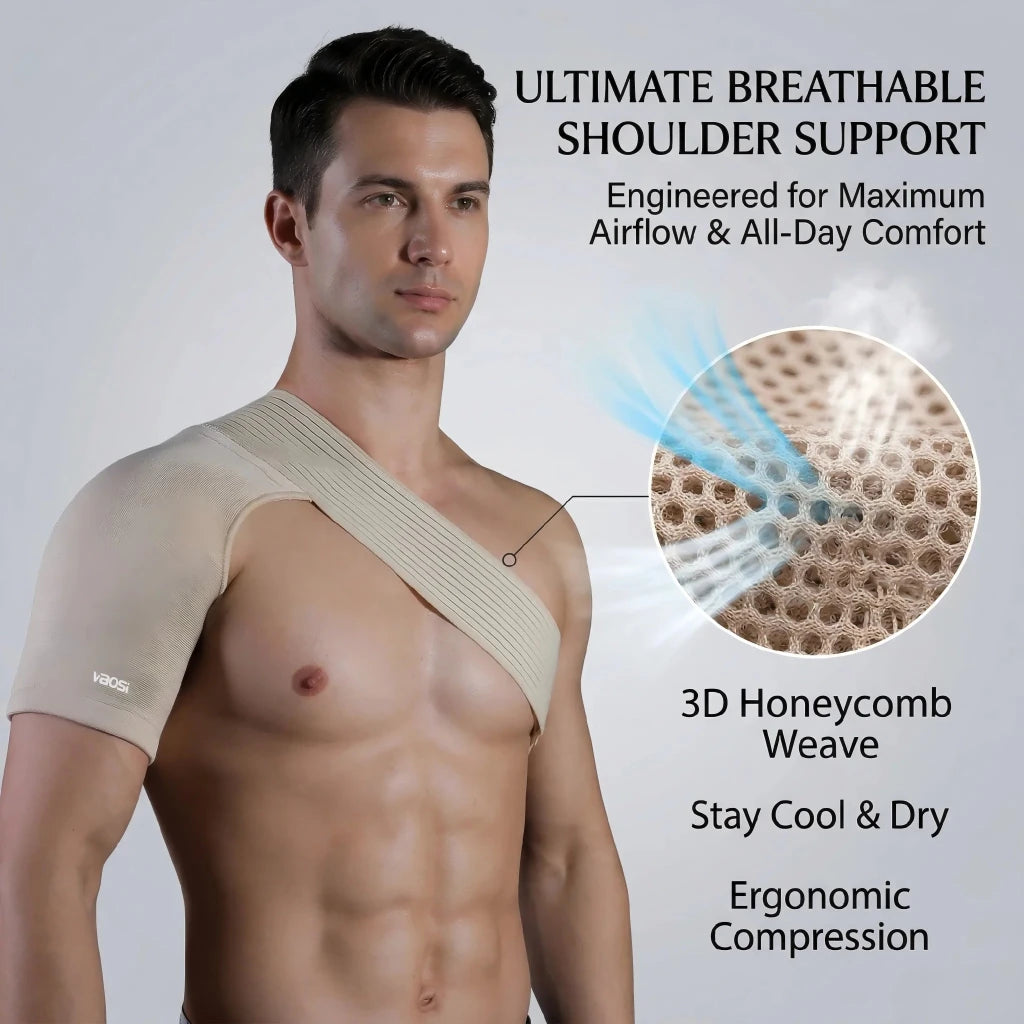 Knitted Shoulder Compression Sleeve – Adjustable Ribbed Strap - Shoulder Support - Apex Therapy
