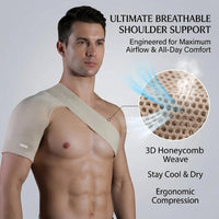 Knitted Shoulder Compression Sleeve – Adjustable Ribbed Strap - Shoulder Support - Apex Therapy