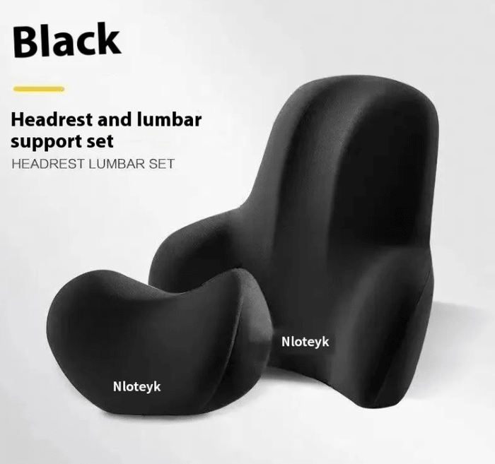 Memory Foam Car Cushion Set – Suede Headrest & Lumbar Pillow - Seat Cushion - Apex Therapy
