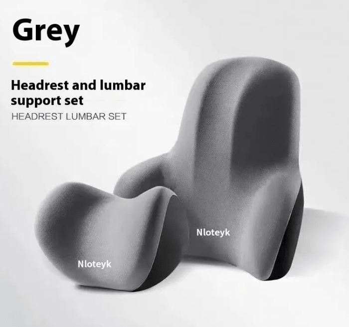 Memory Foam Car Cushion Set – Suede Headrest & Lumbar Pillow - Seat Cushion - Apex Therapy