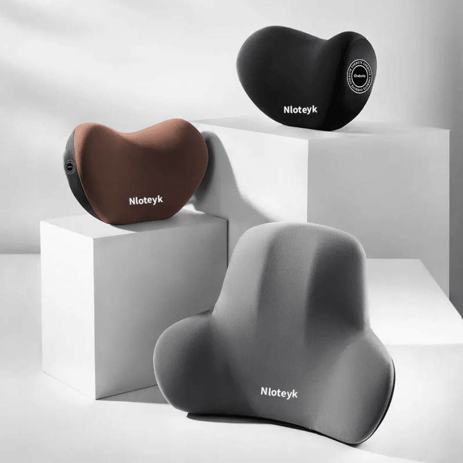 Memory Foam Car Cushion Set – Suede Headrest & Lumbar Pillow - Seat Cushion - Apex Therapy