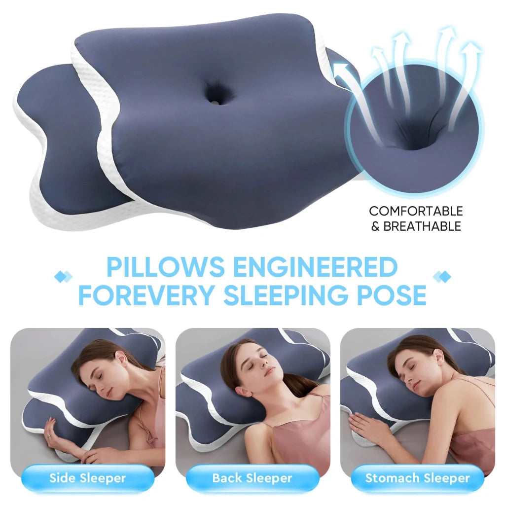 Memory Foam Cervical Pillow – Contoured Neck Support for Side, Back & Stomach Sleepers - Pillow - Apex Therapy