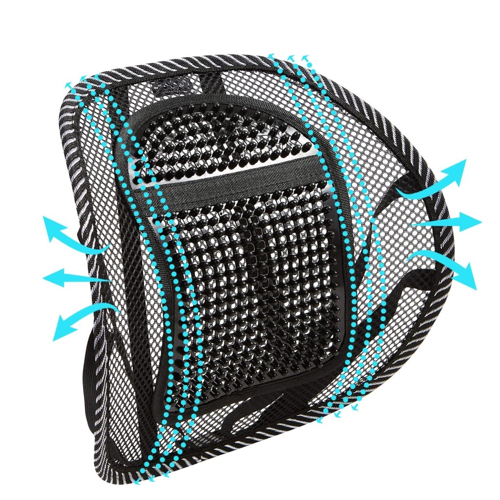 Mesh Lumbar Back Cushion – Massage Beads & Elastic Straps - Back Cushion - Apex Therapy