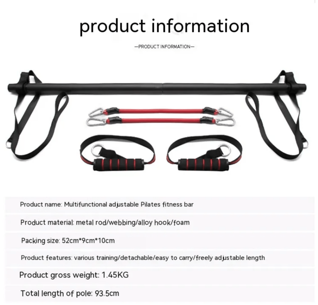 Pilates Bar Kit with Resistance Bands – 2, 4 or 6 Tubes - Pilates Bar - Apex Therapy