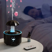 Rotating Umbrella Humidifier & Aroma Diffuser – 7-Color LED Light with Remote - Apex Therapy