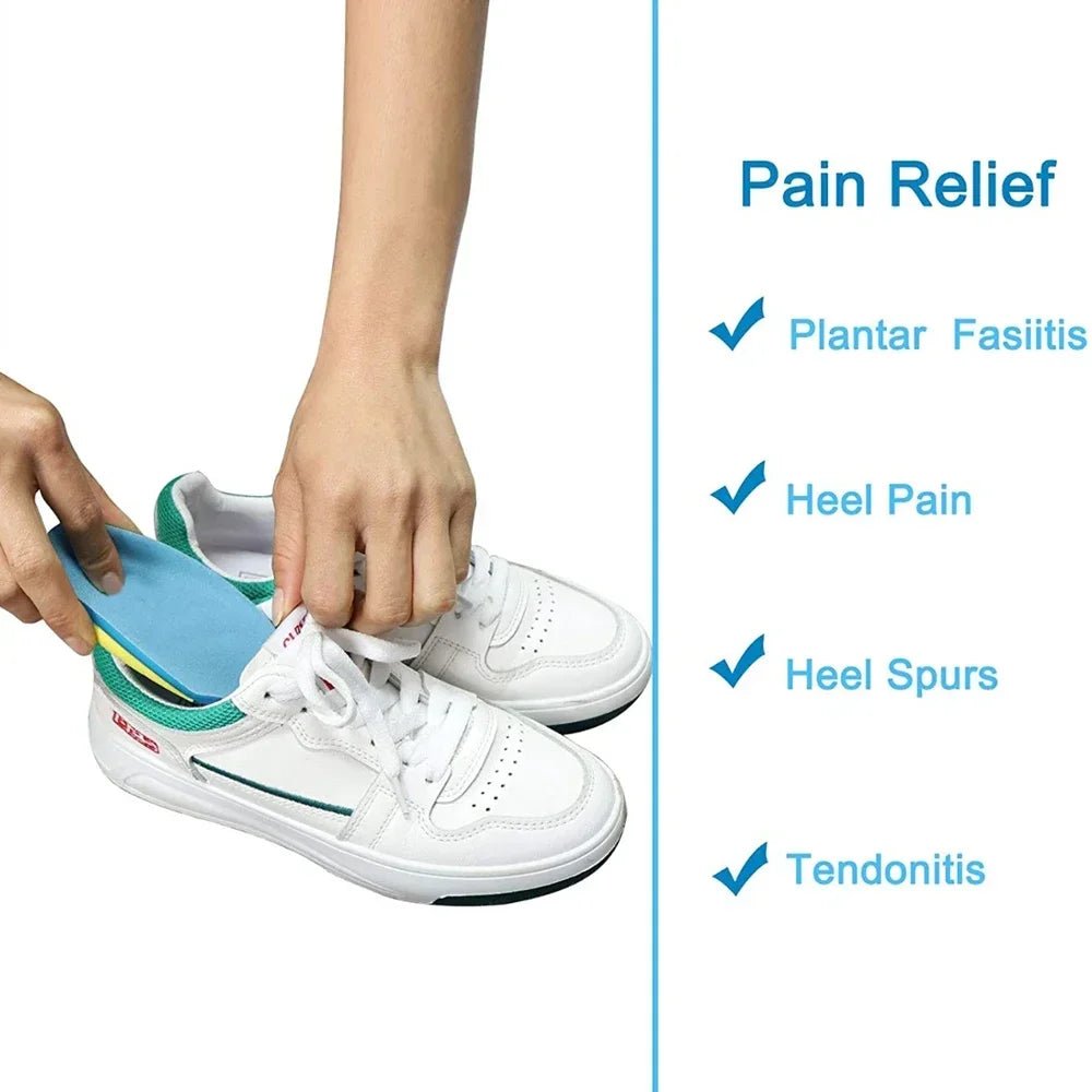 Silicone Gel Insoles for Heel Spurs Fascitis Plantar Pain Relief Treatment Inserts Heel Cup Cushion Height Increase Shoe Insoles - Apex Therapy