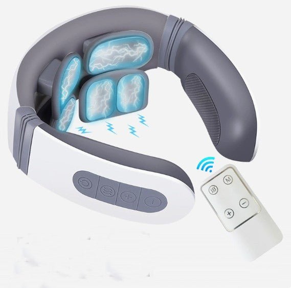 Smart Neck Massager – Cordless Heated Pulse Massager with Remote - Apex Therapy
