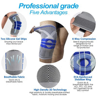 Spring-Stay Knee Sleeve – Silicone Pad, Breathable 3D Knit - Knee Sleeve - Apex Therapy