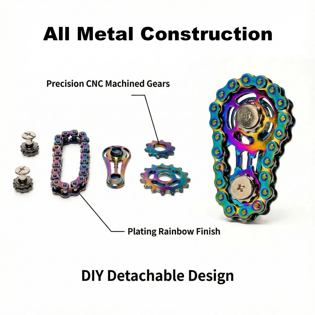 Stainless Steel Bicycle Chain Fidget Spinner – Silent Desk Focus Toy - Fidget Toy - Apex Therapy