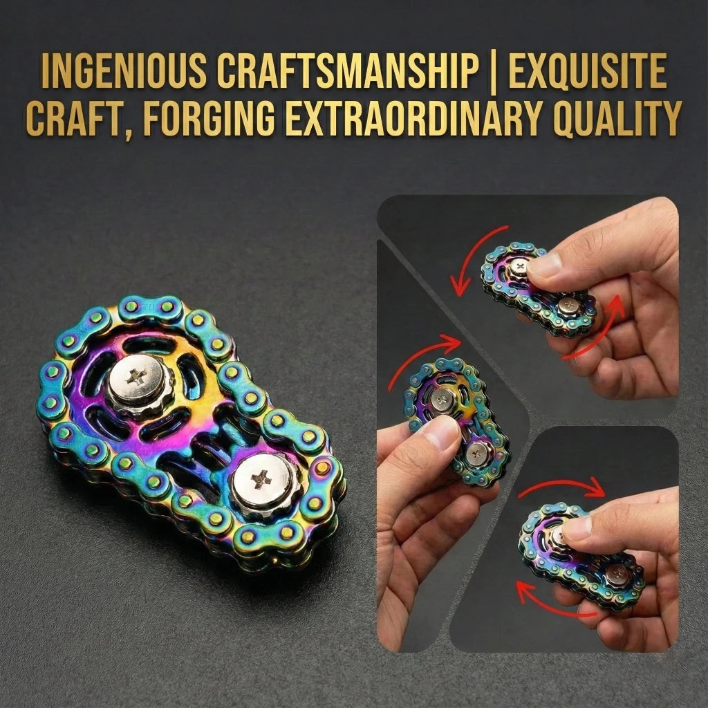 Stainless Steel Bicycle Chain Fidget Spinner – Silent Desk Focus Toy - Fidget Toy - Apex Therapy