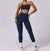 Strappy Back Yoga Set – Sports Bra & Matching Leggings - Activewear Set - Apex Therapy