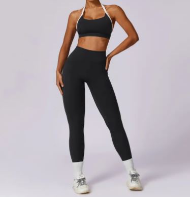 Strappy Back Yoga Set – Sports Bra & Matching Leggings - Activewear Set - Apex Therapy