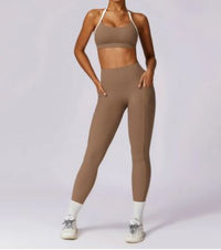 Strappy Back Yoga Set – Sports Bra & Matching Leggings - Activewear Set - Apex Therapy