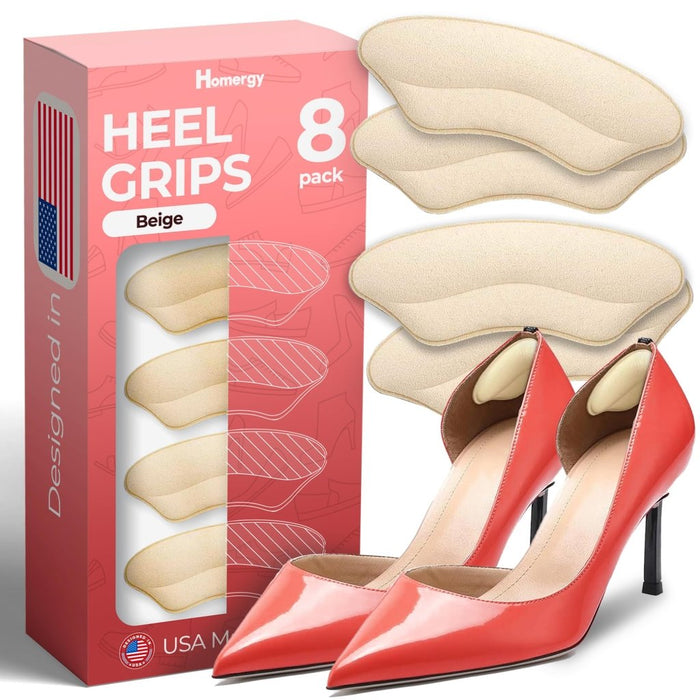 Suede Heel Grip Liners – Soft Self-Adhesive Shoe Fillers, Beige - Heel Grips - Apex Therapy