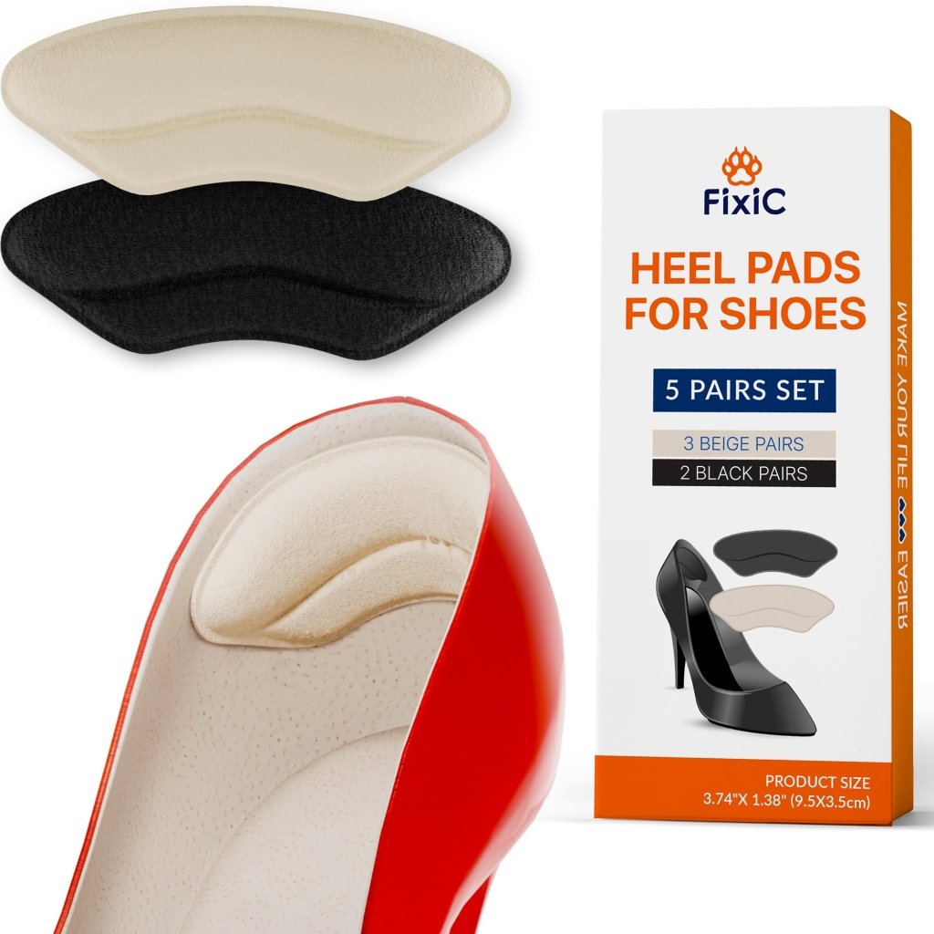 Velour Foam Heel Pads – 5-Pair Set, Beige & Black - Heel Grips - Apex Therapy