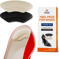 Velour Foam Heel Pads – 5-Pair Set, Beige & Black - Heel Grips - Apex Therapy