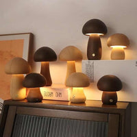 Wooden Mushroom Night Light – Rechargeable Warm LED, 4 Styles - Night Light - Apex Therapy